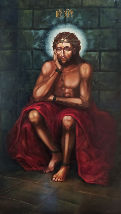 Painting titled "Господь Иисус Христ…" by Mykola Zapara, Original Artwork, Oil