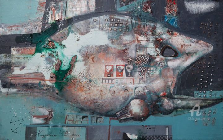 Pittura intitolato "Fish" da Mykola Zhuravel, Opera d'arte originale, Olio