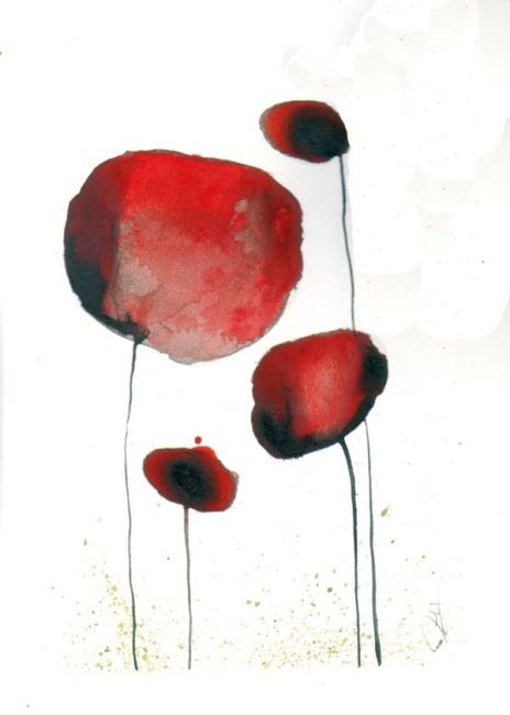 Peinture intitulée "coquelicot6" par Myla, Œuvre d'art originale, Huile