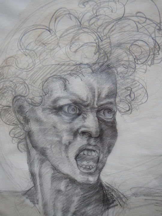 Disegno intitolato "Furie meurtriere" da Mylène Caïe-Bertin, Opera d'arte originale, Grafite