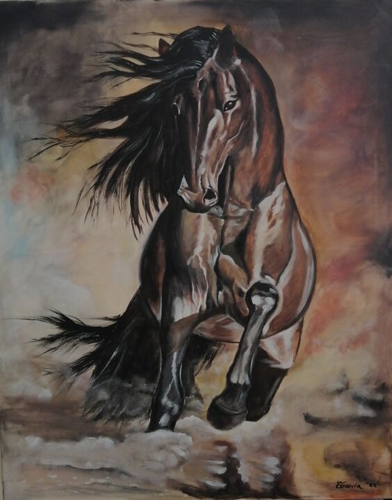 Painting titled "Wild&Strong" by Elena Garcia, Original Artwork, Acrylic