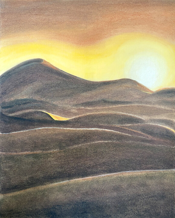 Dessin intitulée "Le Désert" par Mylène Gandon, Œuvre d'art originale, Pastel