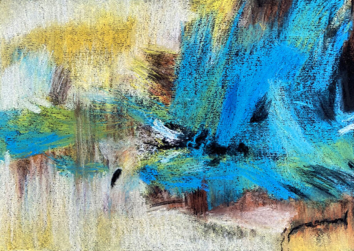 Dessin intitulée "Hommage à Zao Wou-Ki" par Mylène Gandon, Œuvre d'art originale, Pastel