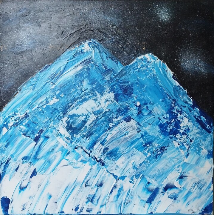 Peinture intitulée "Le mont blanc étoilé" par Mylène Gau, Œuvre d'art originale, Acrylique Monté sur Châssis en bois