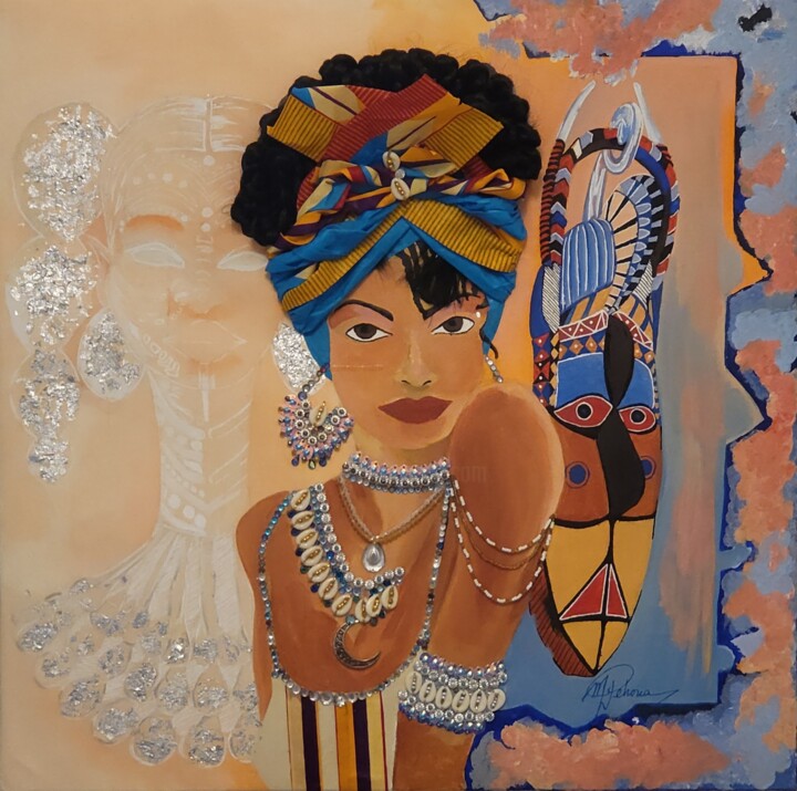 Peinture intitulée "Le bleu sur ta peau" par Mylene Pehoua Épse Rouze, Œuvre d'art originale, Acrylique Monté sur Châssis en…