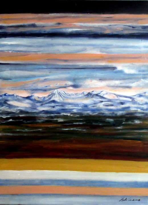 Peinture intitulée "Alpine scenery in t…" par Marianne Charlotte Mylonas-Svikovsky (Marlo), Œuvre d'art originale, Acrylique