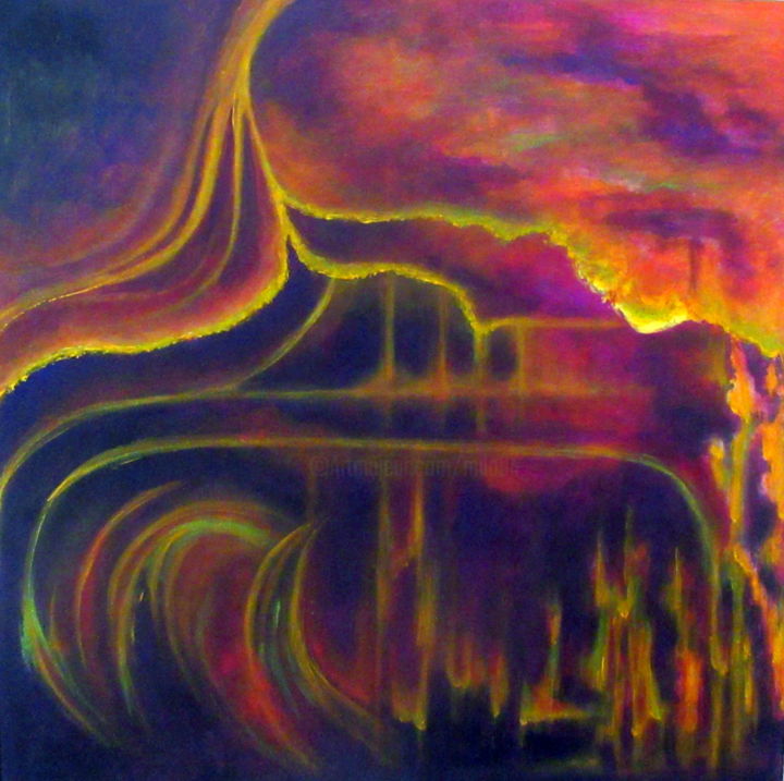 Painting titled "the-curtain-is-fall…" by Marianne Charlotte Mylonas-Svikovsky (Marlo), Original Artwork, Acrylic