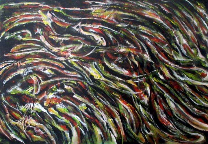 Malerei mit dem Titel "devastating-winds-a…" von Marianne Charlotte Mylonas-Svikovsky (Marlo), Original-Kunstwerk, Acryl