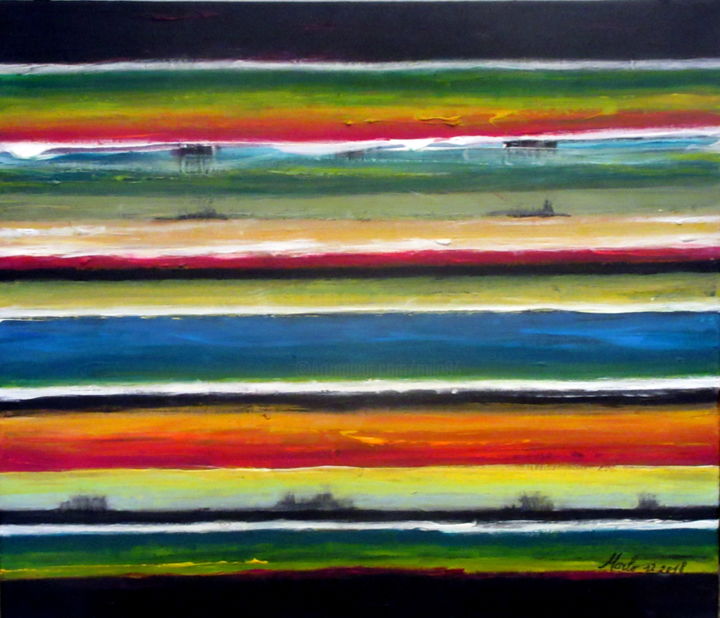 Peinture intitulée "color-vibration-sch…" par Marianne Charlotte Mylonas-Svikovsky (Marlo), Œuvre d'art originale, Acrylique