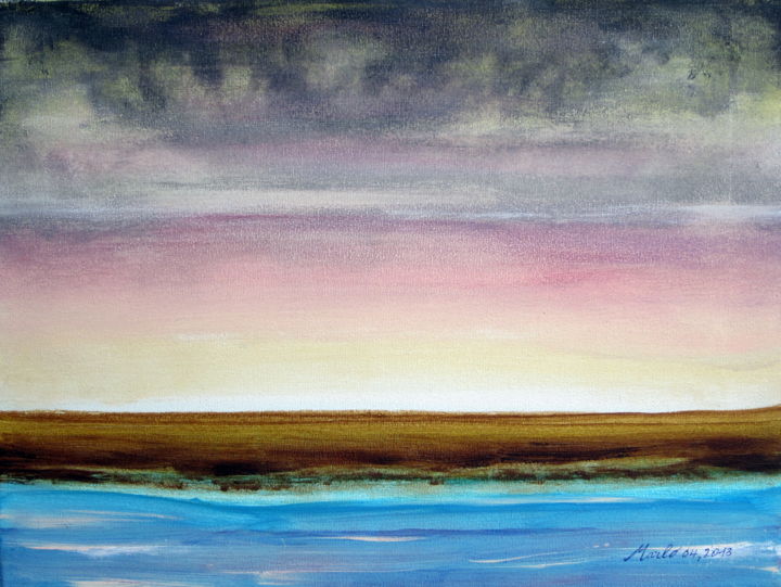 Painting titled "horizons-2013-malte…" by Marianne Charlotte Mylonas-Svikovsky (Marlo), Original Artwork, Acrylic