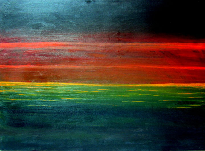 Pintura intitulada "horizons-lumieres-d…" por Marianne Charlotte Mylonas-Svikovsky (Marlo), Obras de arte originais, Acrílico
