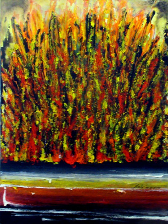 Malarstwo zatytułowany „Australia ablaze” autorstwa Marianne Charlotte Mylonas-Svikovsky (Marlo), Oryginalna praca, Akryl