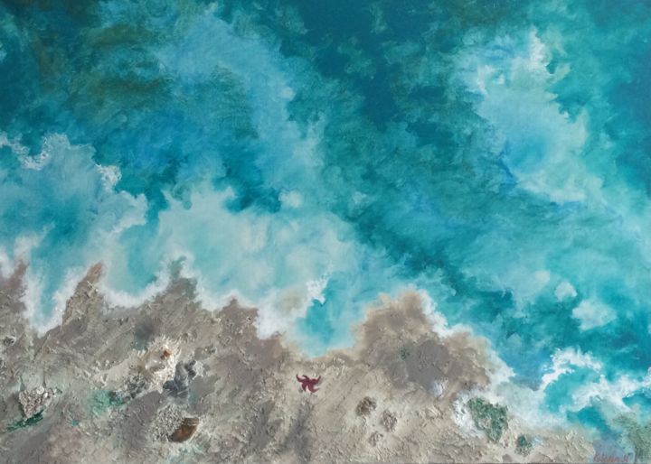 Картина под названием "Камни, вода" - Кобальт, Подлинное произведение искусства, Другой