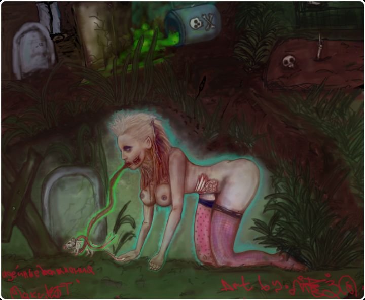 Цифровое искусство под названием "Dead girl" - Myoza_kostey, Подлинное произведение искусства, Цифровая живопись