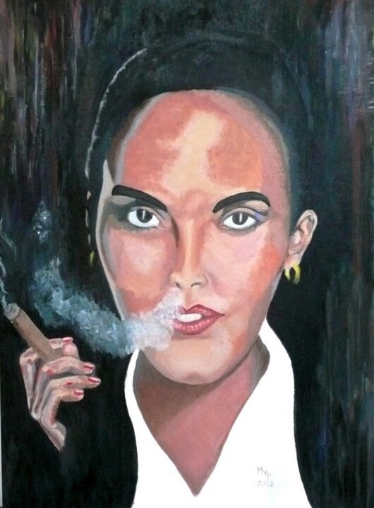 Peinture intitulée "CUBAINE AU HAVANE" par Marie-Paule Jouin (MYP), Œuvre d'art originale, Huile
