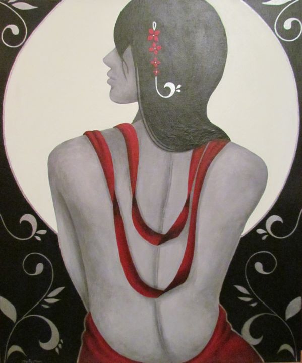 Painting titled "L' Élégante by Myri…" by Myria Moon, Original Artwork, Acrylic