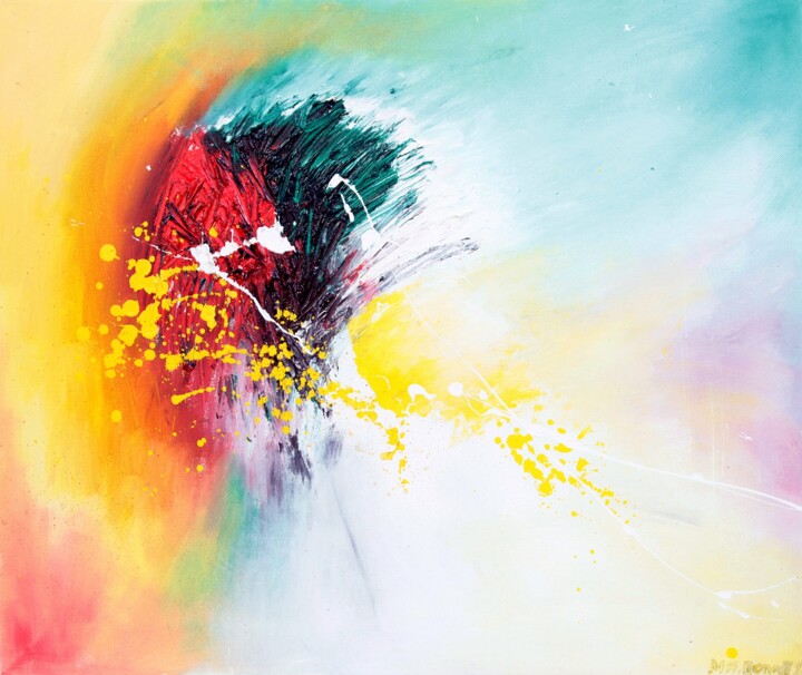 Peinture intitulée "fleur-huile-sur-toi…" par Myriam Andrew, Œuvre d'art originale, Huile