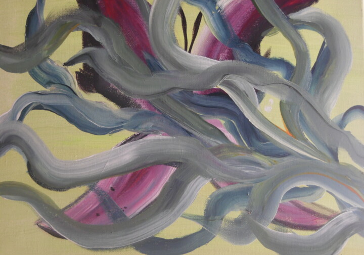 Peinture intitulée "La danse des algues" par Audran, Œuvre d'art originale, Acrylique