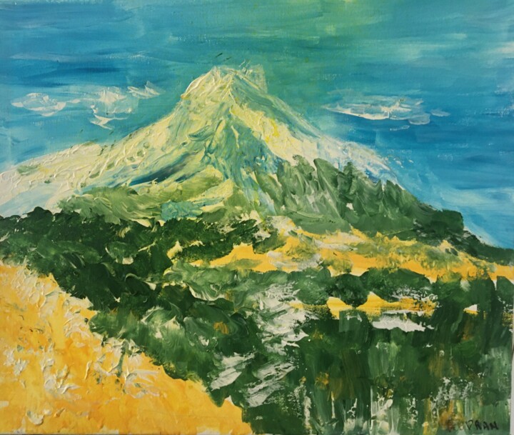 Peinture intitulée "La montagne gardien…" par Audran, Œuvre d'art originale, Acrylique