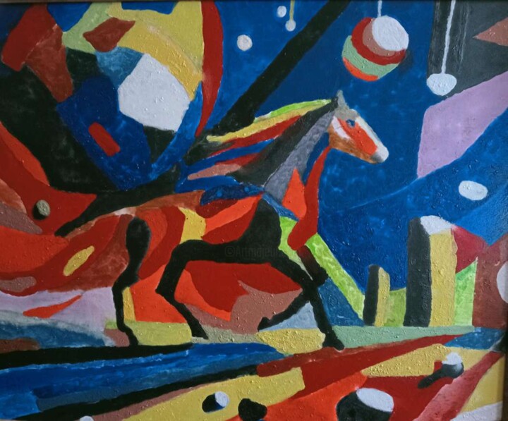 Painting titled "Équilibre Cosmique" by Audran, Original Artwork, Pigments