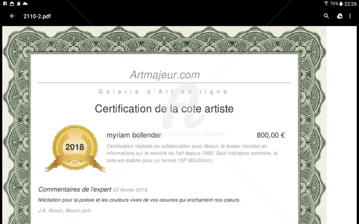 제목이 "cotation"인 미술작품 Myriam Bollender로, 원작