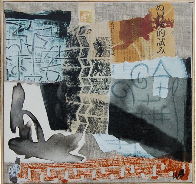 Collages intitulée "Jeux d'influence 1" par Myriam Bonneau, Œuvre d'art originale