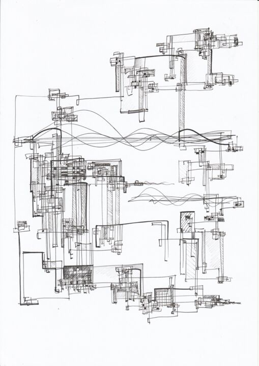 Dessin intitulée "Croquis archi 180-22" par Myriam Eyann, Œuvre d'art originale, Stylo gel