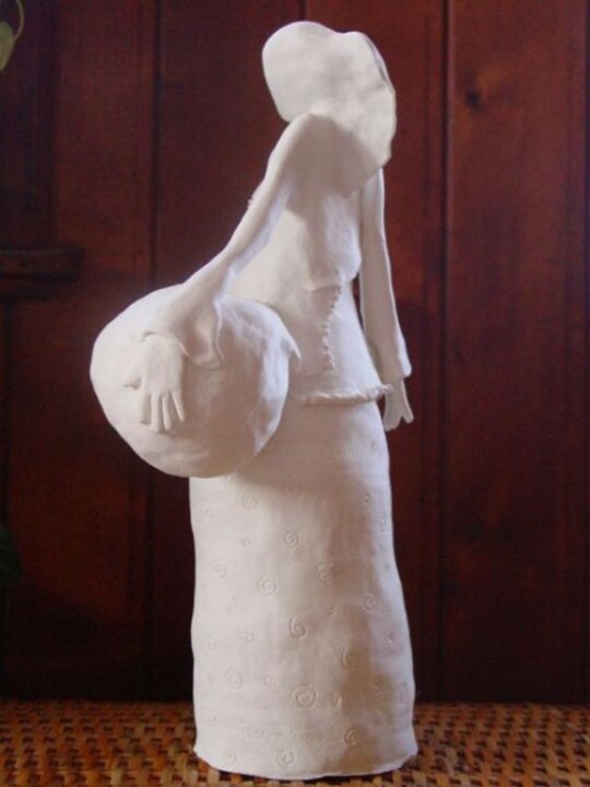 Sculpture titled "cérulia , la femme…" by Myriam Ferrer, Original Artwork