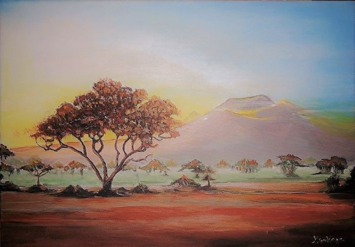 Painting titled "Africa" by Myriam Gylon, Original Artwork, Acrylic