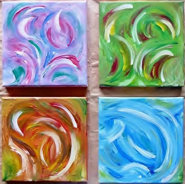 Painting titled "Les quatres saisons" by Myriam Gylon, Original Artwork, Acrylic