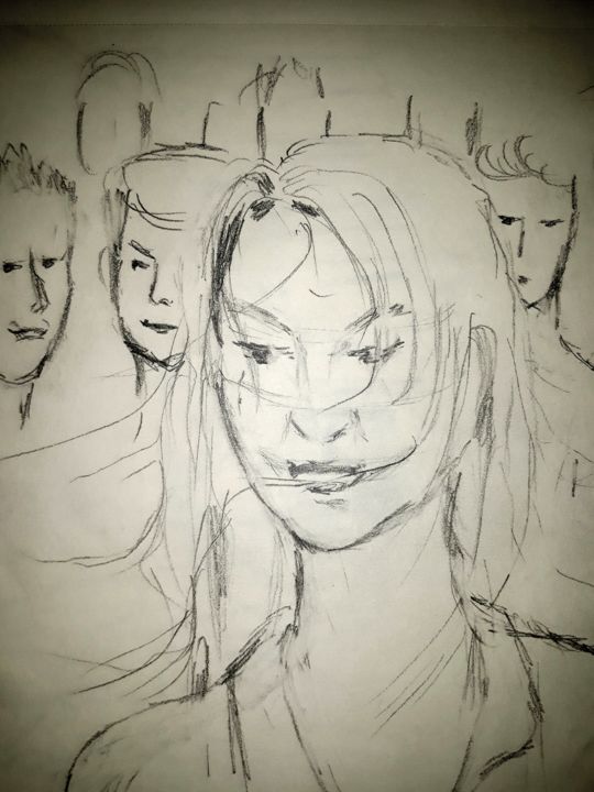 Dessin intitulée "Trauma-parano" par Myriam Gylon, Œuvre d'art originale, Crayon