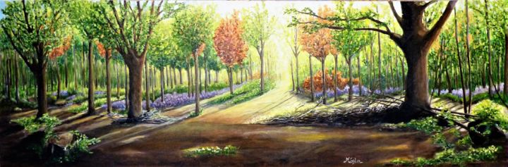Pintura titulada "Magie de la forêt" por Myriam Gylon, Obra de arte original, Acrílico