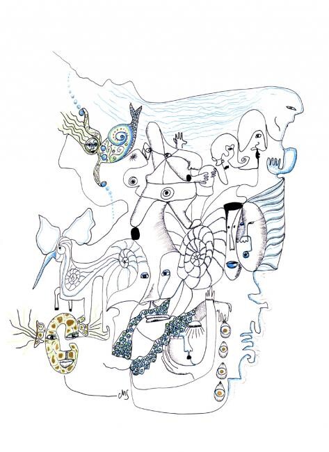 Disegno intitolato "Vérités et mensonges" da Myriam Schmaus, Opera d'arte originale, Altro