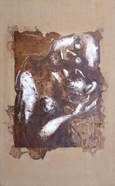 Painting titled "iIcône-kiss.jpg" by Myriam Schreiber, Original Artwork, Oil