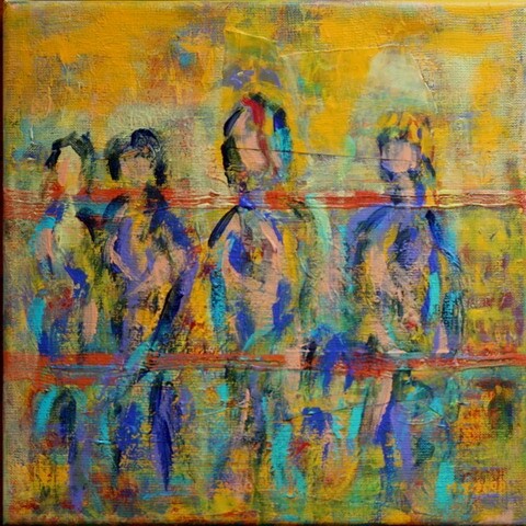 Painting titled "Silhouettes" by Myriam Thomas, Original Artwork