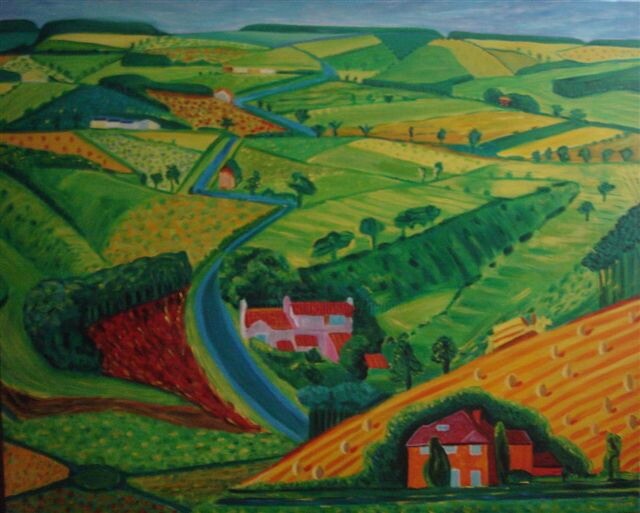 Painting titled "La Route à travers…" by Myriam Thomas, Original Artwork