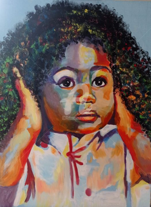Peinture intitulée "Petite fille" par Myriam.W, Œuvre d'art originale, Huile