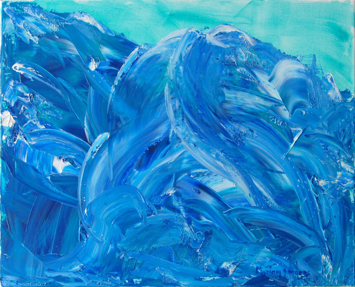 Painting titled "Les vagues 2" by Myriam Amoros, Original Artwork, Acrylic