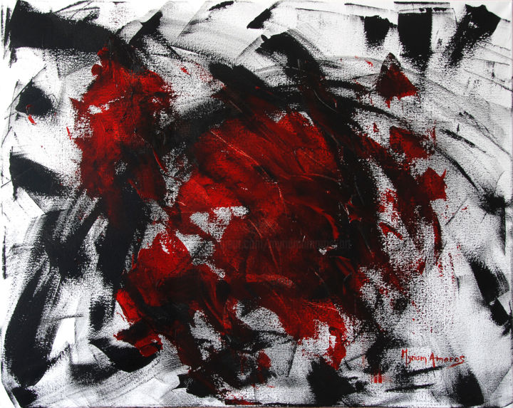 Painting titled "Blessure crépuscula…" by Myriam Amoros, Original Artwork, Acrylic