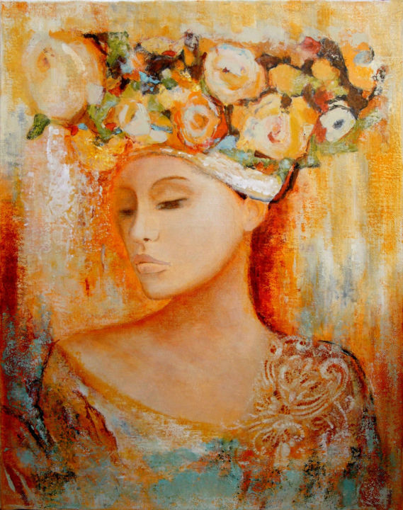Peinture intitulée "GIULIA" par Myriam Caujolle, Œuvre d'art originale, Acrylique