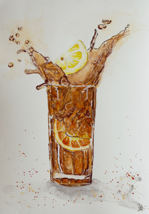 绘画 标题为“Pause coca” 由Myriam Lonardi, 原创艺术品, 水彩