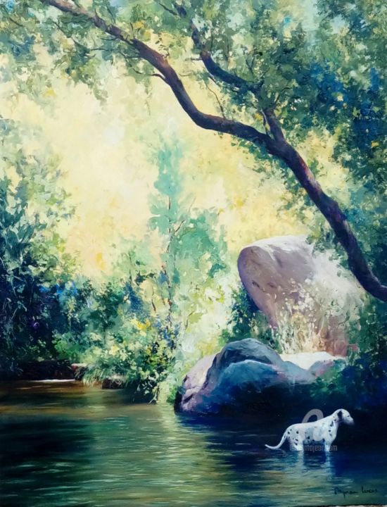 Painting titled "río Manzanares II" by Myriam Lucas, Original Artwork