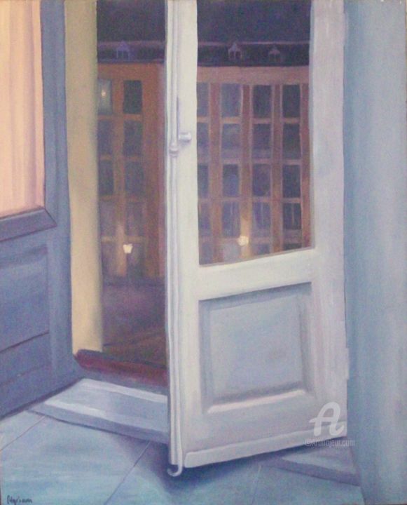 Pintura titulada "Balcón por la noche" por Myriam Lucas, Obra de arte original, Oleo