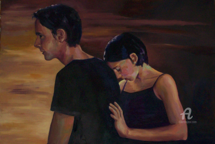 Painting titled "pareja de bailarines" by Myriam Lucas, Original Artwork, Oil