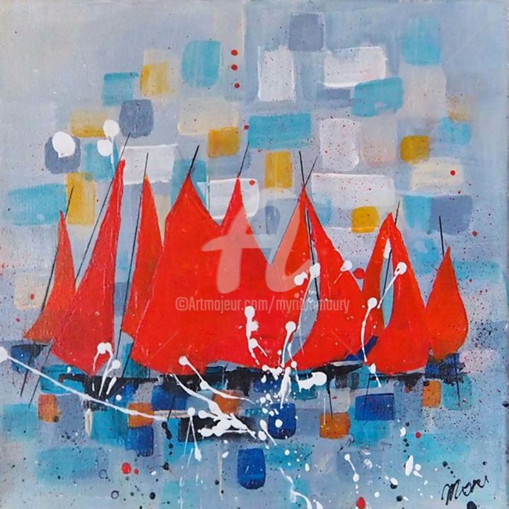 Peinture intitulée "voiles.jpg" par Mori, Œuvre d'art originale,