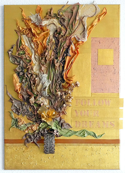 "Follow your dreams" başlıklı Tekstil Sanatı Myrthyra tarafından, Orijinal sanat
