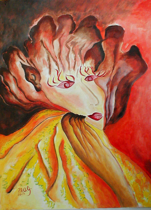 Peinture intitulée "diablotine" par Mysane, Œuvre d'art originale, Huile