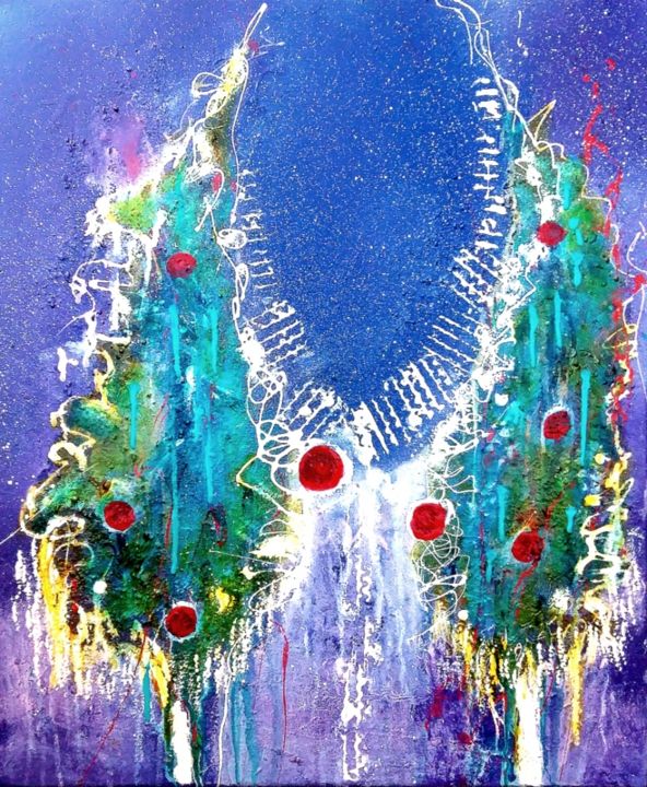 Peinture intitulée "Noël" par Mysane, Œuvre d'art originale, Autre