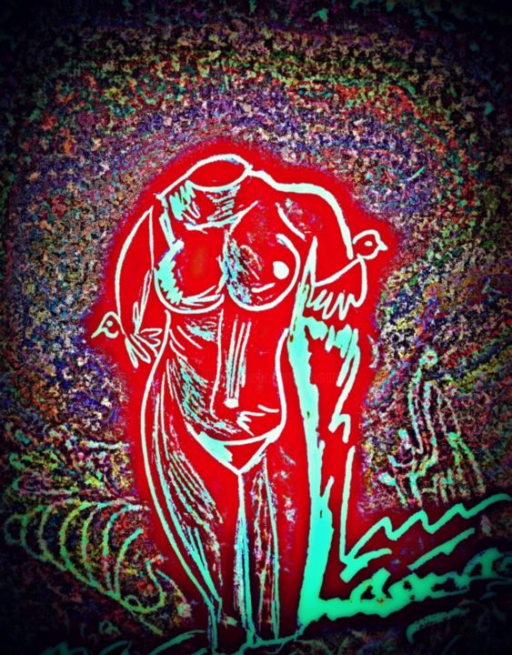 Arts numériques intitulée "magie-rouge" par Mysane, Œuvre d'art originale, Peinture numérique