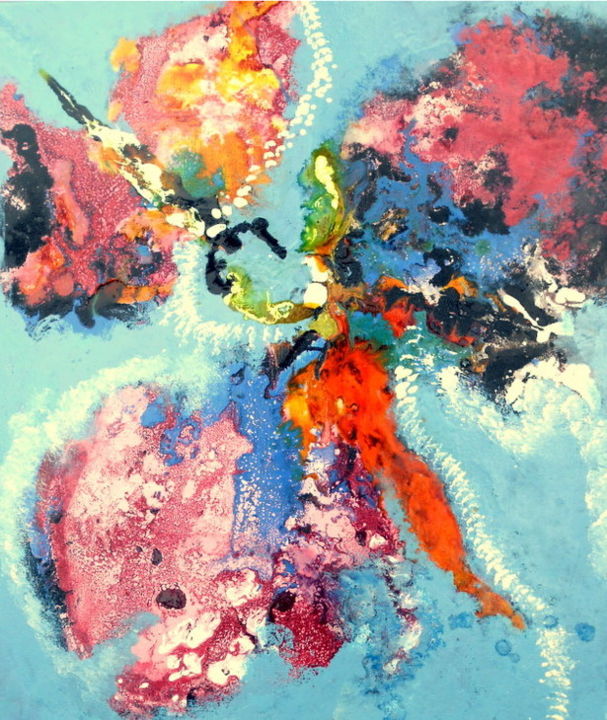 Malerei mit dem Titel "papillons amis" von Mysane, Original-Kunstwerk, Acryl